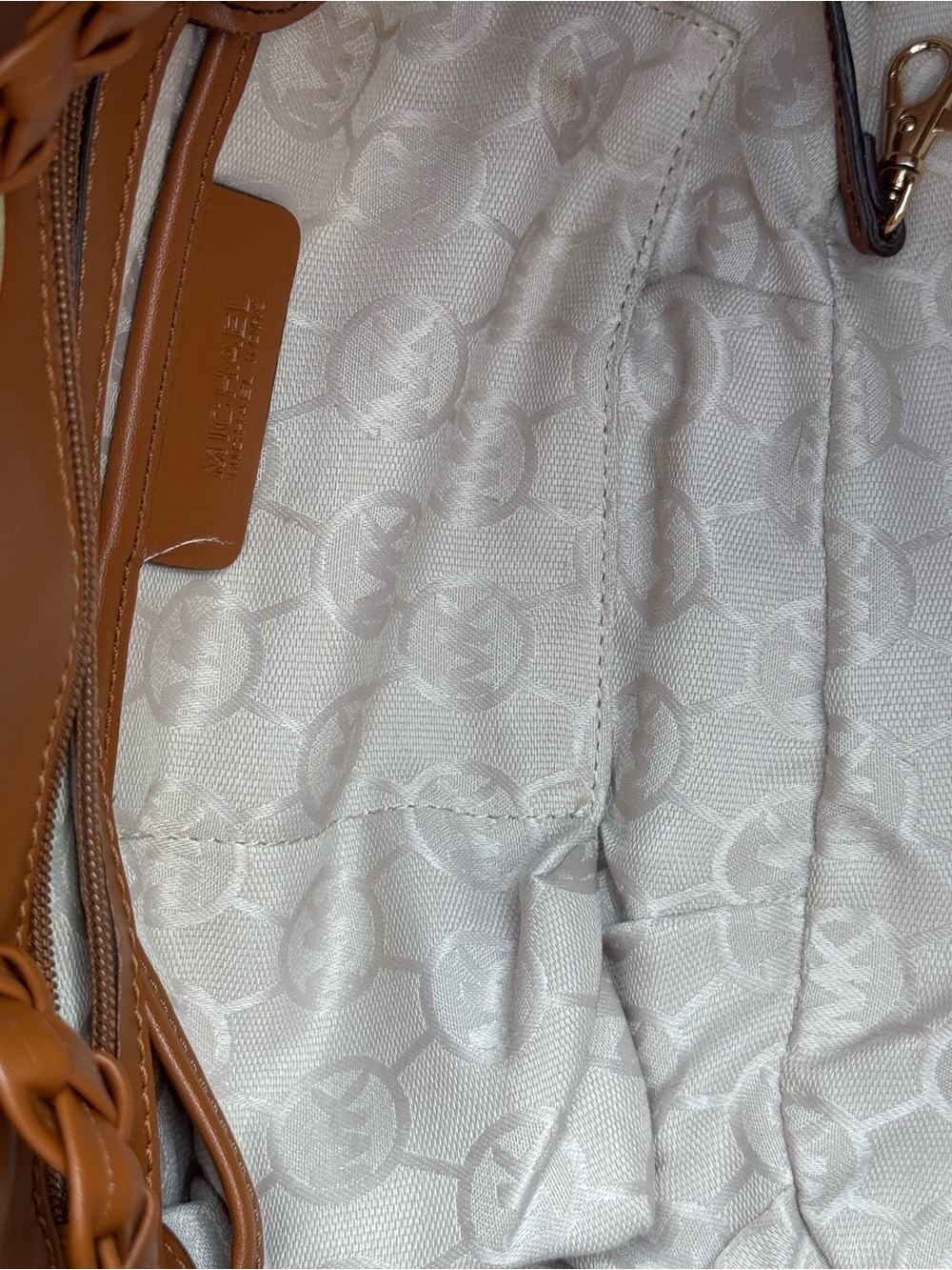 Michael Kors Large Woven Straw Hobo Bag Braided Leather Strap Grommet Tassel Nat - Picture 16 of 16